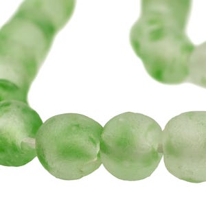 40 Recycled Glass Beads - African Beads - Green Swirl - 18mm Round Beads - Fair Trade - Made in Africa (RCY-RND-GRN-664)