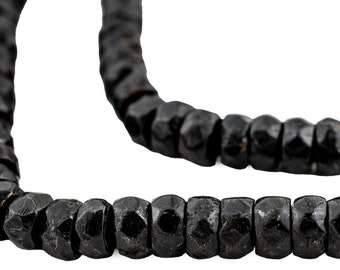 Midnight Brass Diamond Cut Cylinder Beads, 4x8mm, 9 Inch Strand, High Quality Artisanal Jewelry Supplies