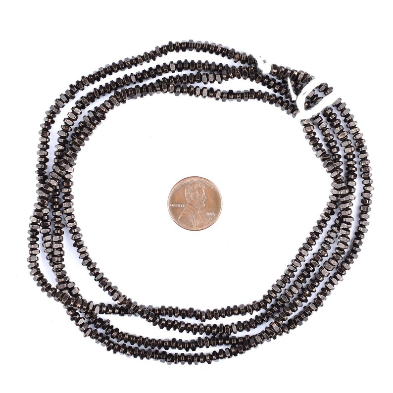 270 Blackened Silver Triangle Heishi Beads MET-HSH-BLK-478 Metal Spacer Beads Ethnic Metal Beads Heishi Shaped Beads 4mm Silver Beads