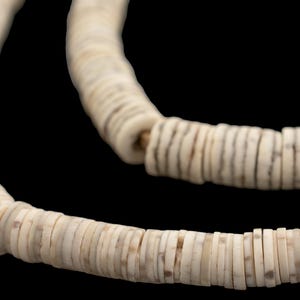 290 Ostrich Egg Shell Heishi, African Trade Beads - African Bone Beads - Jewelry Making Supplies - Made in Kenya ** (EGG-DSK-WHT-240)