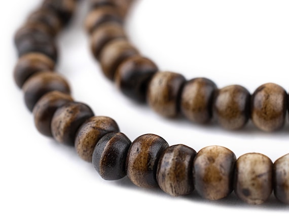 108 Brown Rustic Bone Mala Beads 6mm: Mala Strand Yoga Meditation Bone Mala Beads Brown Mala Beads Small Nepal Beads bone Round Beads