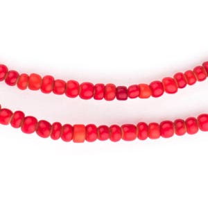180 äthiopische weiße Herzperlen - rote weiße Herzen - afrikanische Glasperlen - Schmuckherstellungszubehör - Made in Ethiopia ** (WHT-RED-RND-207)