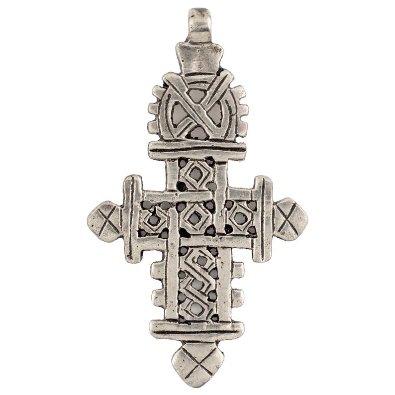 Ethiopian Coptic Cross: Coptic Cross Pendant Silver Coptic Cross Christian Cross Axum Aksum Cross Ethiopian Cross (PND-CSL-583) image 3