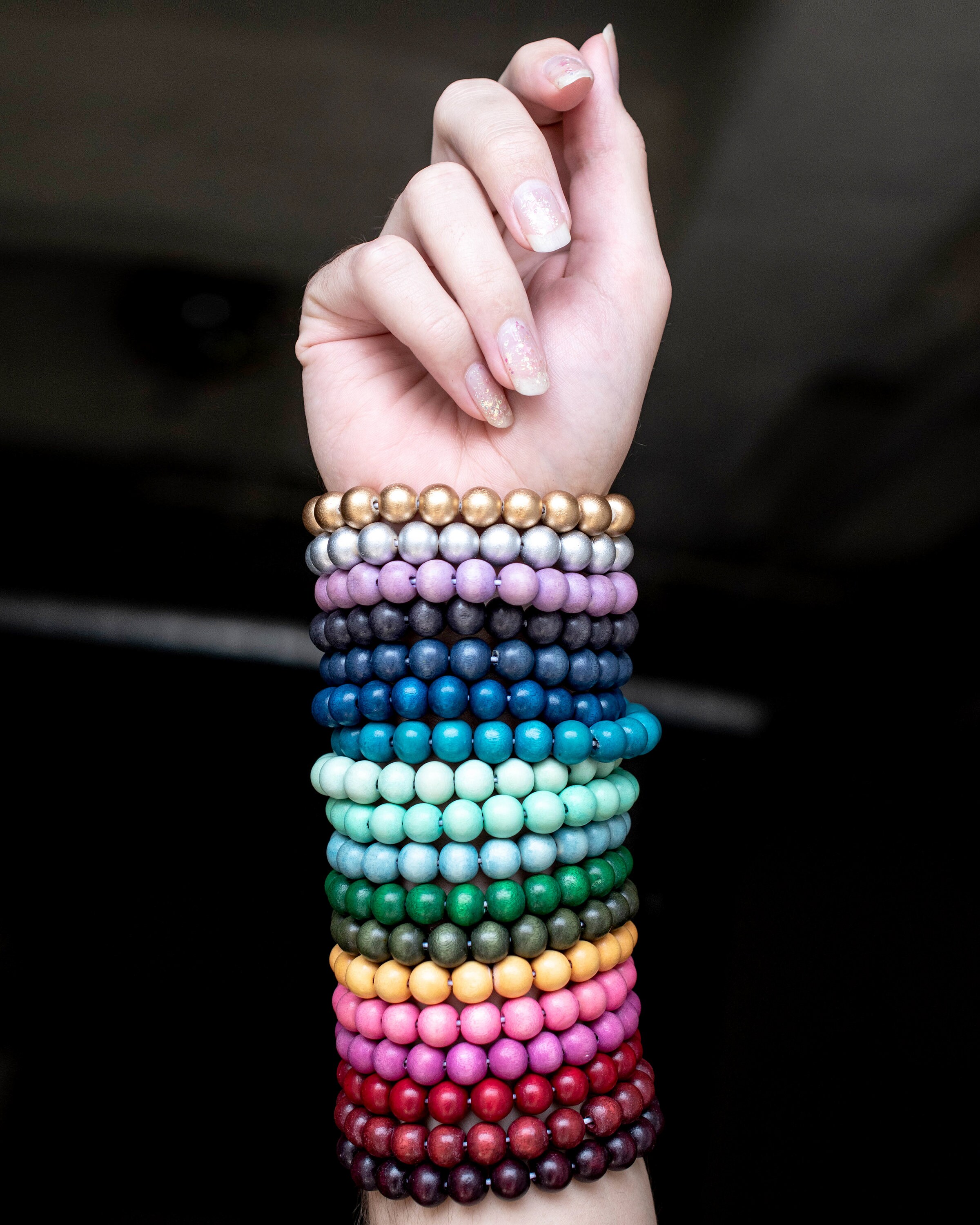 TheBeadChest Wood Stretch Bracelet – Natural Wood Beads, Cream Color, Stackable Unisex Jewelry For Men & Women