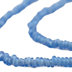 Genomskinliga Carolina Blue Java-glas Heishi-pärlor: 3 mm, 1 sträng, ca 456 pärlor, handgjorda i Indonesien