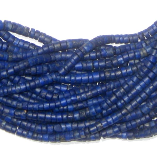 120 Lapis Lazuli Beads - Cylindrical Gemtone Beads - Lapis Heishi - Jewelry Making Supplies - Made in Afghanistan ** (AFG-CYL-BLU-109)