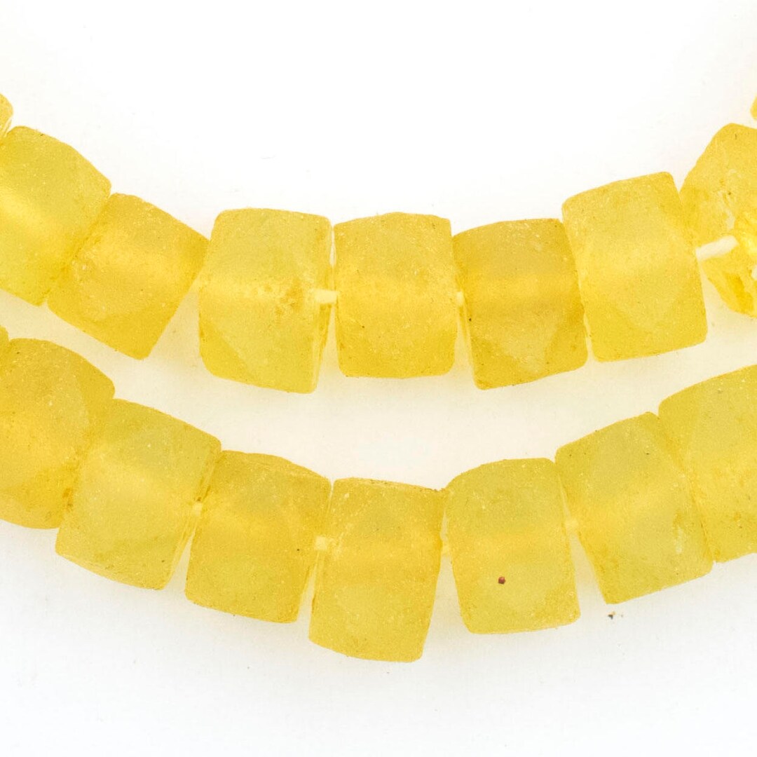 48 Recycled Java Glass Beads - Yellow Sea Glass Beads - Indonesian ...