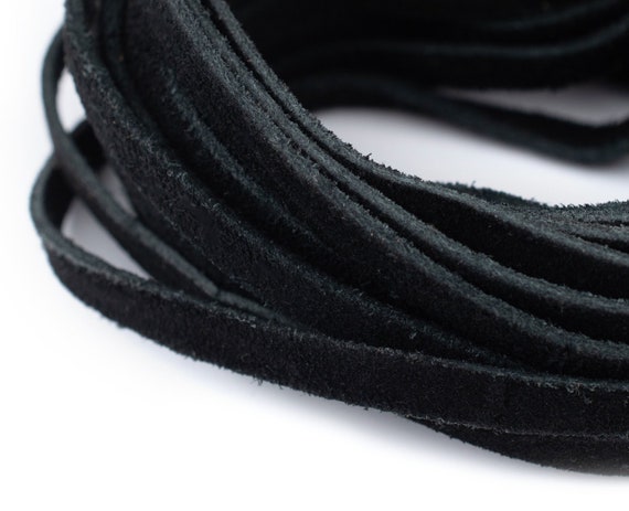 Corda Piatta In Pelle Cordino Piatto In Ecopelle Scamosciata Nera - 2,7 Mm X 55 Metri, Per Bracciali, Collane, Progetti Di Gioielleria E Artigianato Spago Sottile