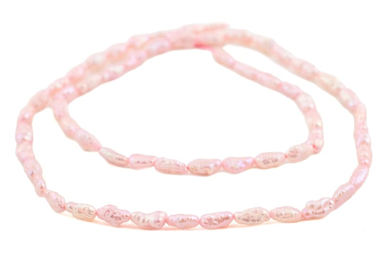 Carnation Vintage Japanese Rice Pearl Beads, Pink 4mm, 16 Inch Strand ...
