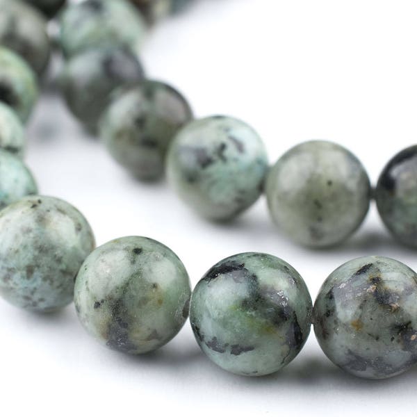 10mm African Turquoise Beads: Round African Turquoise Beads Genuine Stone Beads Stone Ball Beads Green Turquoise Round Shaped Beads