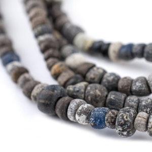 150 Grey Ancient Djenne Nila Glass Beads: Boho Glass Beads Seed Shaped Beads 5mm Glass Beads Small Malian Beads Grey Glass Beads