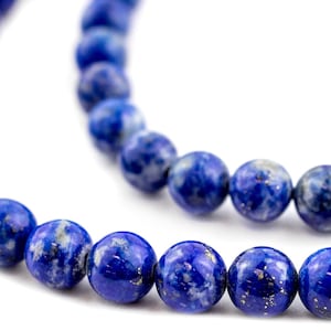 Vintage Round Mottled Lapis Lazuli Beads, 8mm, 16 Inch Strand, High Quality Artisanal Jewelry Supplies