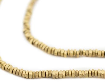 Premium Brass Faceted Heishi Beads: 2.5mm Square Brass Finish Metal, Versatile Spacers for Jewelry Design
