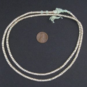 180 Short White Metal Ethiopian Tube Beads 2x3mm African Silver Beads ...