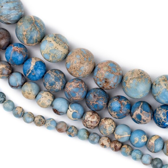 Carolina Blue Sea Sediment Jasper Beads Round Gemstone Regalite
