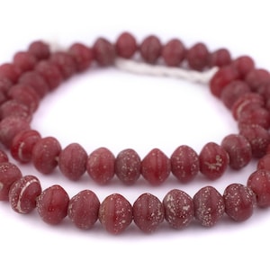 52 Crimson Red Antik stil Bicone Java Glaspärlor 15 mm: Primitiva Pärlor Etsade Glaspärlor Antik Stil Pärlor Matta Glaspärlor