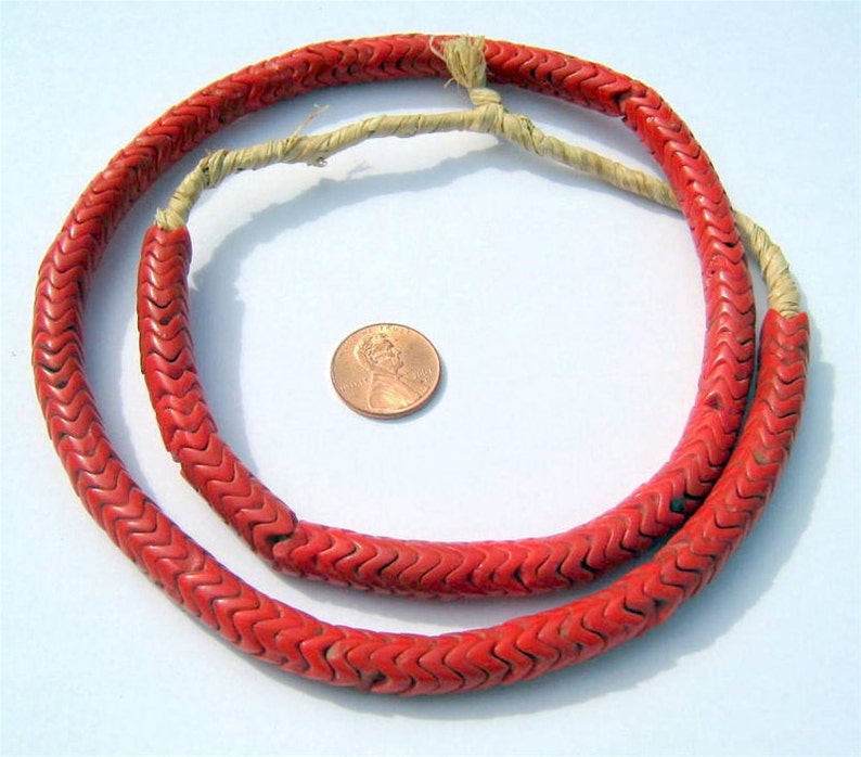 24 Strand SNAKE-RED-207 Coral Snake African Trade Beads
