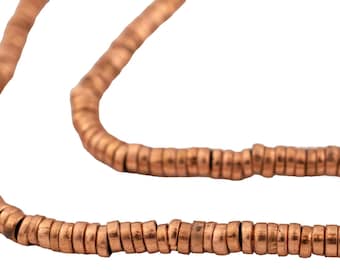 Mini perline ad anello in rame per la progettazione di gioielli: 4 mm, 1 filo, circa 465 perline, finitura galvanica in rame, anima in ottone