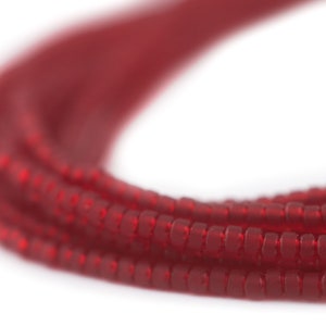 180 Translucent Red Afghani Tribal Seed Beads: Matte Red Beads Matte Glass Beads Tiny Red Beads Glass Spacer Beads (AFG-SED-RED-288)