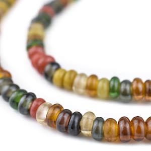 175 Faded Medley Baby Rondelle Java Glass Beads - Small Glass Donuts - Small Round Discs - Rondelle Spacers - Earth Tones (JVA-DSK-MIX-719)