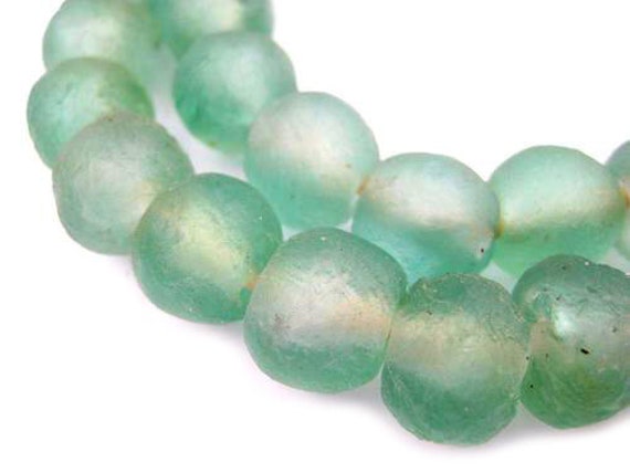 African sea Glass Beads From Ghana: Handmade Ethnic Beads From Powdered  Bottle Glass Fair Trade Round Green Beads RCY-RND-GRN-921 