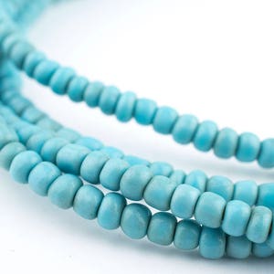300 Vintage Turquoise Beads - 2 Strands - Blue African Glass Beads - African Seed Beads - Made in Ghana ** (GHN-SED-BLU-120)