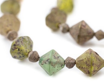 65 Ancient Style Bicone Glass Beads: Ethnic Glass Beads Bicone Shaped Beads Large Glass Beads Big Glass Beads Rustic Glass Beads