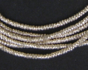 450 Ethiopian Silver Heishi Beads 2mm - African Silver Beads - Metal Heishi - Made in Ethiopia * (MET-HSHI-SLV-254)