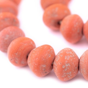 52 Opaque Orange Ancient Style Bicone Java Glass Beads 15mm: Textured Glass Beads Indonesian Beads Primitive Beads Boho Glass Beads