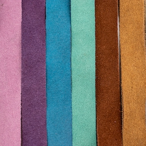 20mm Flat Suede Leather Cord: 3 Foot Strap, Rose Pink Blue Purple Black Beige Tan Brown Pastel Green for Necklace & Bracelet Making