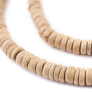 110 Cream Disk Coconut Shell Beads 8mm: Coconut Beads Natural Coconut Real Coconut Wood Disk Beads Brown Wood Beads 8mm Wood Beads