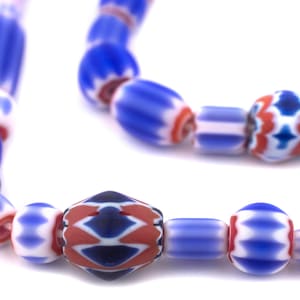 75 Light Blue Chevron Beads 5-10mm: Striped Glass Beads Glass Chevron Beads Chevron Trade Beads African Glass Beads Mixed Shaped Beads
