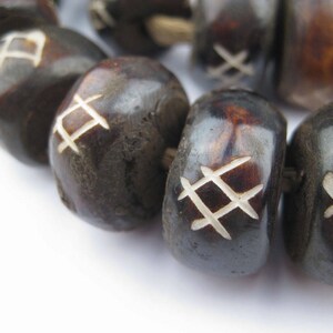 40 Tic-Tac-Toe Carved Brown Bone Beads: Kenya Trade Beads African Bone Beads Bone Round Beads Big Bone Beads African Beads (BON-RND-BRN-352)