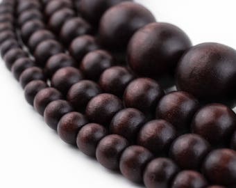 Dark Brown Wood Beads: Natural Round Wooden 8mm 10mm 12mm 20mm Boho Spacer Beads High Quality Jewelry Supplies for Necklace Bracelet Making