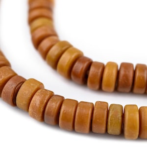 160 Honey Brown Java Glass Button Beads 8mm: Brown Prosser Beads Brown Button Beads Czech Trade Beads Boho Glass Beads Brown Glass Beads