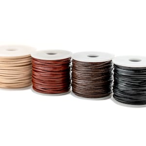 Cordoncino in pelle piatto: 1,5 mm, 2 mm, 3 mm, 4 mm, 5 mm, 6 mm, cordoncino per annodamento, avvolgimento e infilatura, per progetti fai da te di collane e bracciali.