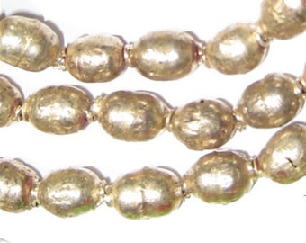 Ethiopian Prayer Beads, Full Strand of Silver Color African Trade Beads (MET-OVL-SLV-201)