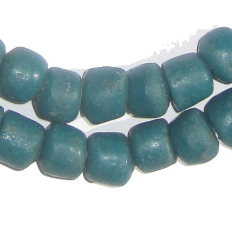 45 Teal Sandcast Beads SAND-RND-BLU-55 African Glass Beads Fair Trade Tribal Jewelry Making Supplies Made in Ghana **