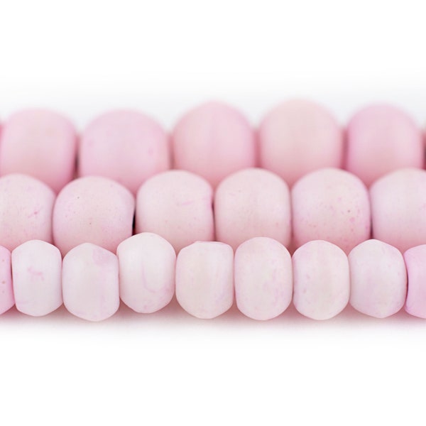 Pastel Pink Bone Beads: 6mm 8mm 10mm, Rose Round Nepal Mala Prayer Beads, Handmade Tribal Spherical Large Hole Recycled, Super Fast S&H!