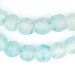 45 Speckled Blue Recycled Glass Beads - Bottle Glass Beads - Ghana Glass Beads - Fair Trade Beads - Blue Glass Beads (RCY-RND-BLU-977)