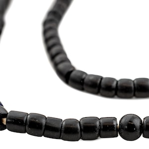 115 Old Black Kenya Turkana Beads - African Glass Beads - Jewelry Making Supplies - Made in Ghana ** (TRK-CYL-BLK-105)