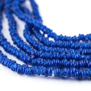 500 Cobalt Blue Java Glass Heishi Beads: Java Seed Beads Bali Glass Beads Matte Glass Beads Rustic Glass Beads (JVA-HSH-BLU-181)