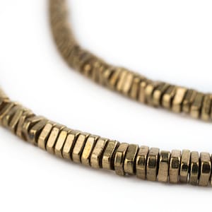 250 Faceted Brass Triangle Heishi Beads - Antiqued Brass Beads - Flat Triangle Beads - African Brass Beads (MET-FCT-BRS-397)