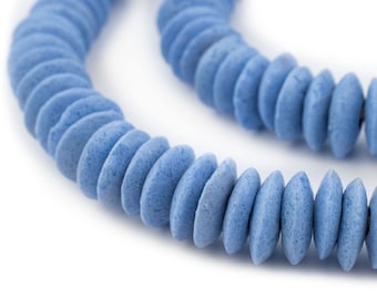 112 Carolina Blue Ashanti Glass Saucer Beads: Blue Ashanti Beads Ashanti Glass Beads Ghanaian Glass Beads Blue Glass Beads (SND-SCR-BLU-127)