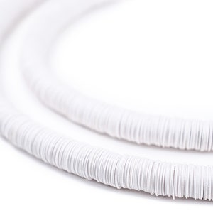 1000 White Vinyl Phono Record Beads - Nigerian Waist Beads - African Waist Beads - White Sequin Beads - Fair Trade Beads (PHON-DSK-WHT-274)