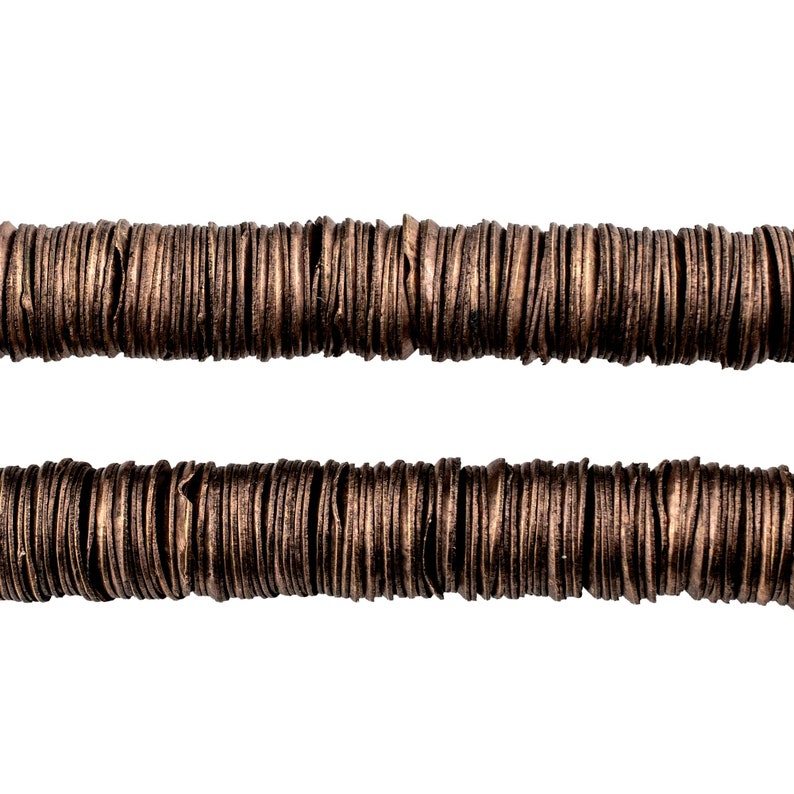 Verouderde koperen in elkaar grijpende knapperige kralen, 10 mm, 8,5 inch streng, hoogwaardige ambachtelijke sieraden afbeelding 3