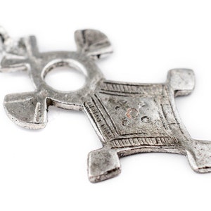 Agounit Silver Moroccan Tuareg Cross Pendant 32x56mm: Tribal Pendant Nomadic Pendant North African White Metal Pendant Tuareg Silver