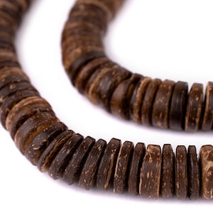 105 Chocolate Disk Coconut Shell Beads 15mm: Coconut Beads Coconut Disk Beads Real Coconut Handmade Wood Beads Wood Disk Beads