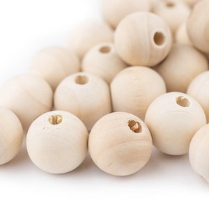 4 Sizes Big Wooden Beads for Macrame, 30mm 25mm 20mm 16mm 200PCS Natural  Wood Beads for Craft, Unfinished Wood Beads with Holes for Farmhouse