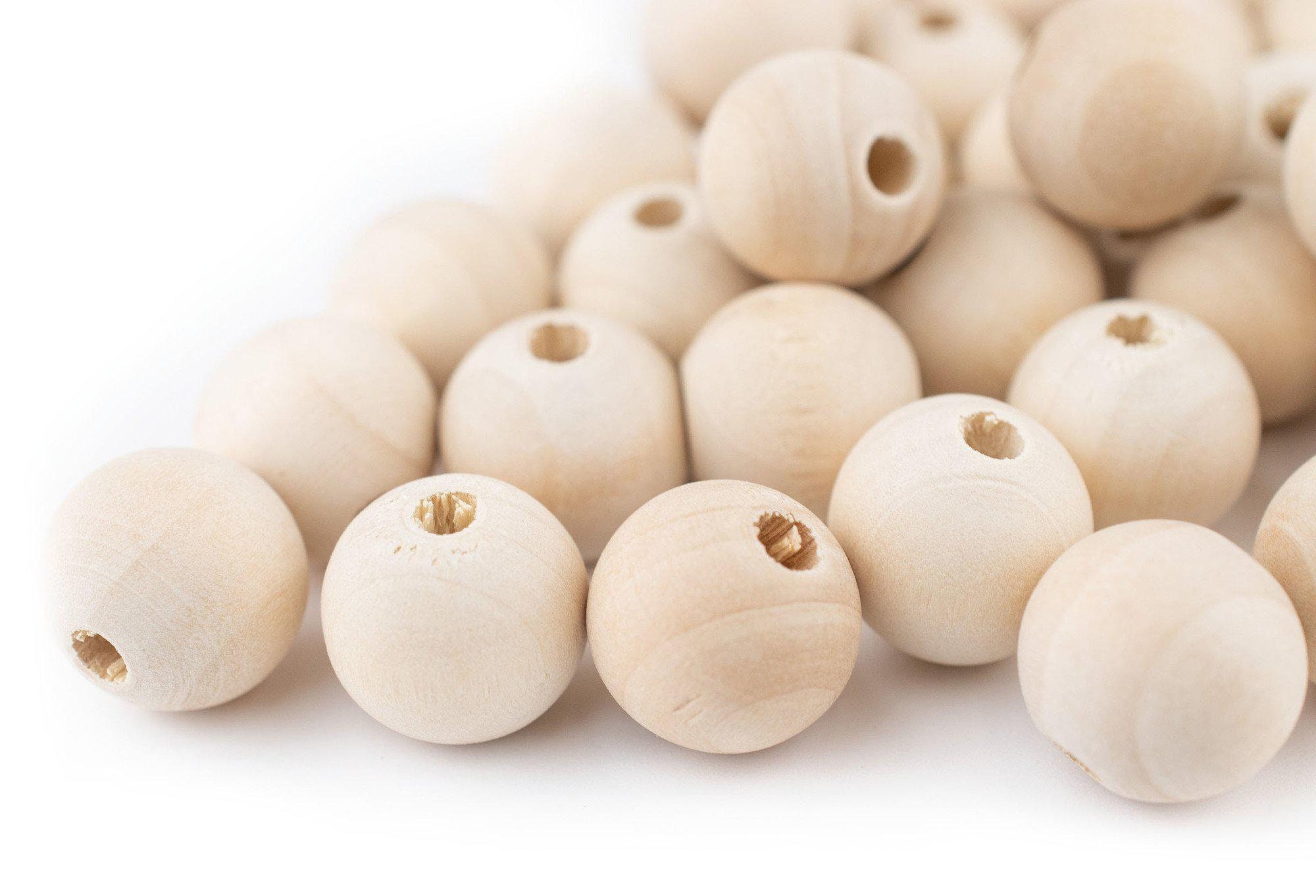 Pandahall 20mm Large Hole Natural Wooden Beads Spacer Big Round Ball  Unfinished Wood Beads for DIY Bracelet Jewelry Making Craft
